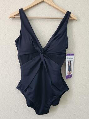 Miradonna by Miraclesuit Black One Piece Swimsuit  Size 14